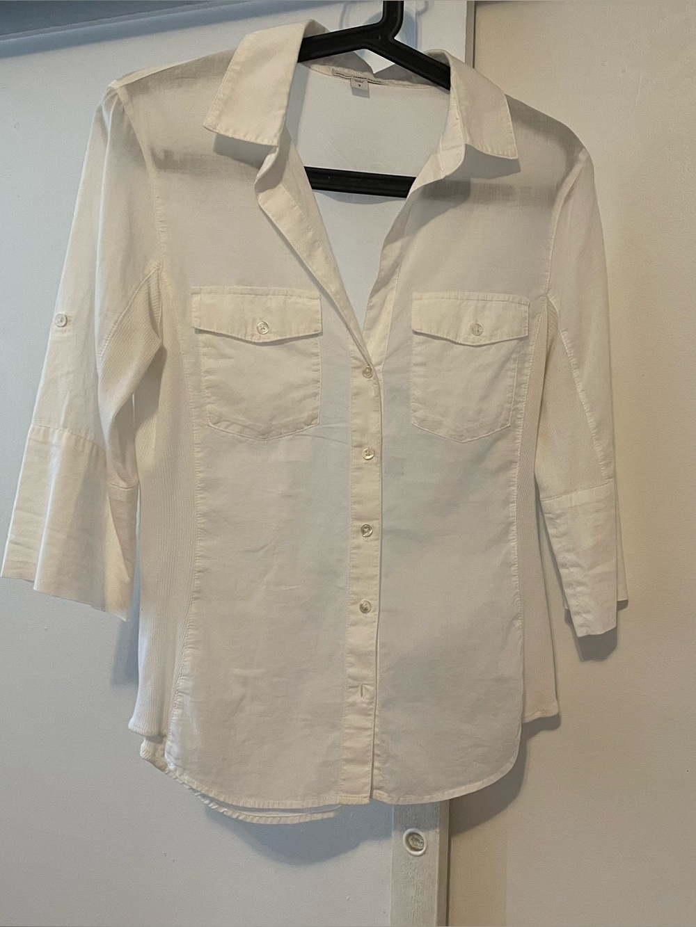 James Perse slub white button up shirt